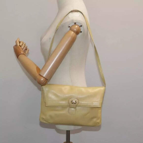 GUARANTEED AUTHENTIC CELINE Shoulder Bag Leather Beige Auth - Picture 1 of 16